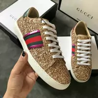 baskets paire de chaussures gucci femmes sequin materials gold